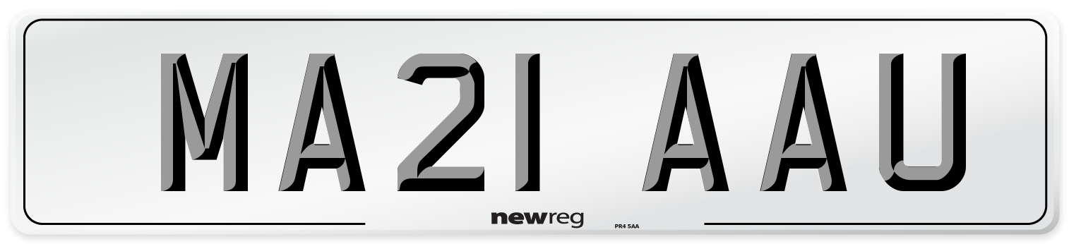 MA21 AAU Number Plate from New Reg